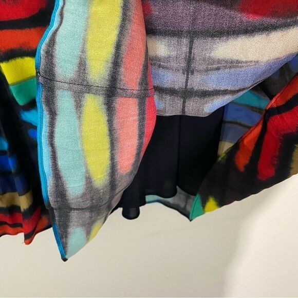 Alice + Olivia Alves Rainbow Black Tie Dye Cross Back A-Line Mini Dress SIZE 2 - Picture 4 of 6